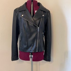 BCBG Generation black leather Moto jacket